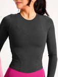 Halo Long Sleeve Baby Tee - Onyx Black