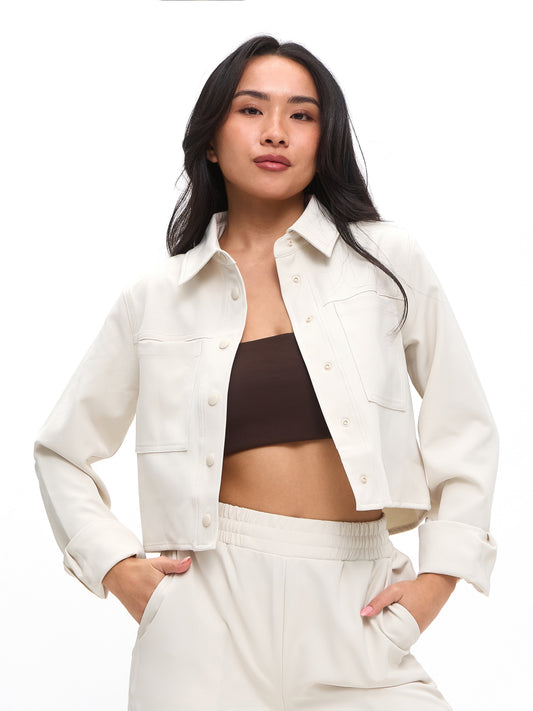 Snap Crop Jacket - Bone