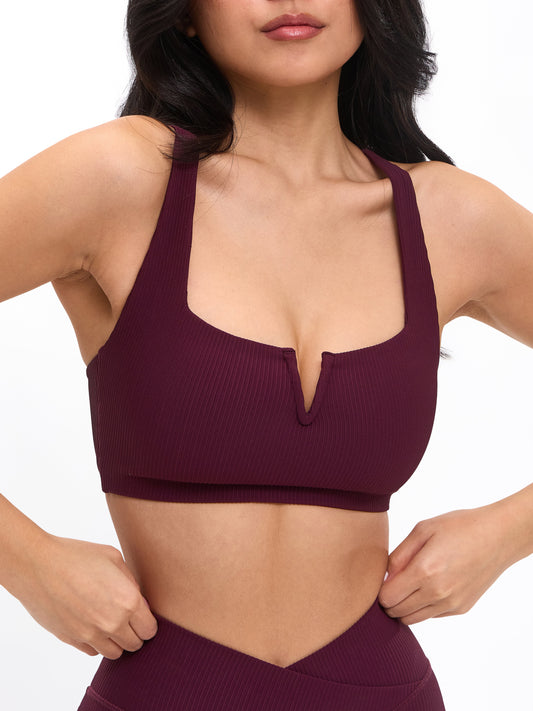 Ribbed Notch Sports Bra - Venom