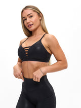 Thumbnail 1 of Spicy Sports Bra - Black Patent, 1 of 5