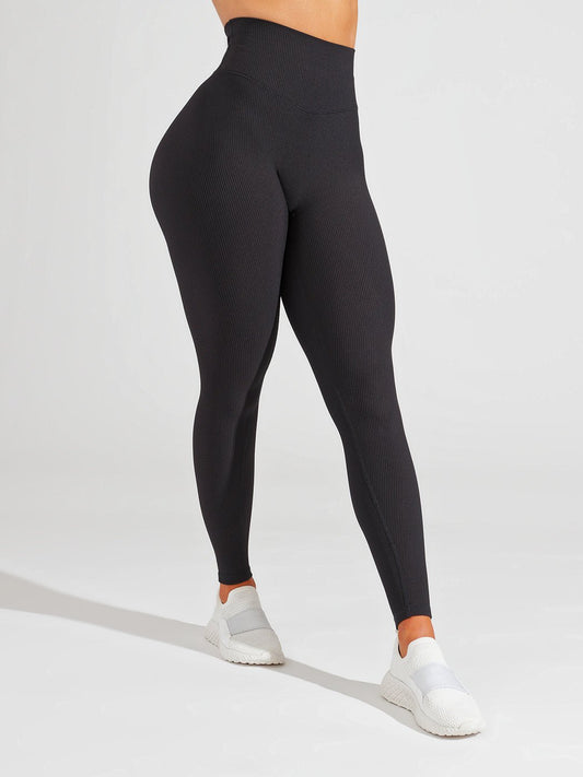 Material Girl Ribbed Legging - Onyx Black