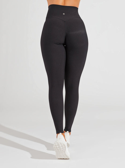 Material Girl Ribbed Legging - Onyx Black