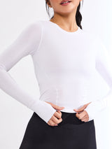 Thumbnail 1 of Halo Long Sleeve Baby Tee - White, 1 of 6