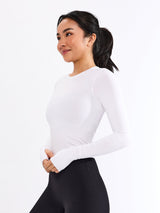 Thumbnail 2 of Halo Long Sleeve Baby Tee - White, 2 of 6