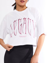 Thumbnail 1 of Throw Back Crop Tee - White, 1 of 6
