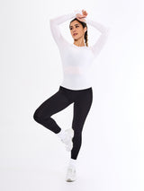 Thumbnail 5 of Halo Long Sleeve Hip Tee - White, 5 of 6