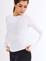 Thumbnail 1 of Halo Long Sleeve Hip Tee - White, 1 of 6