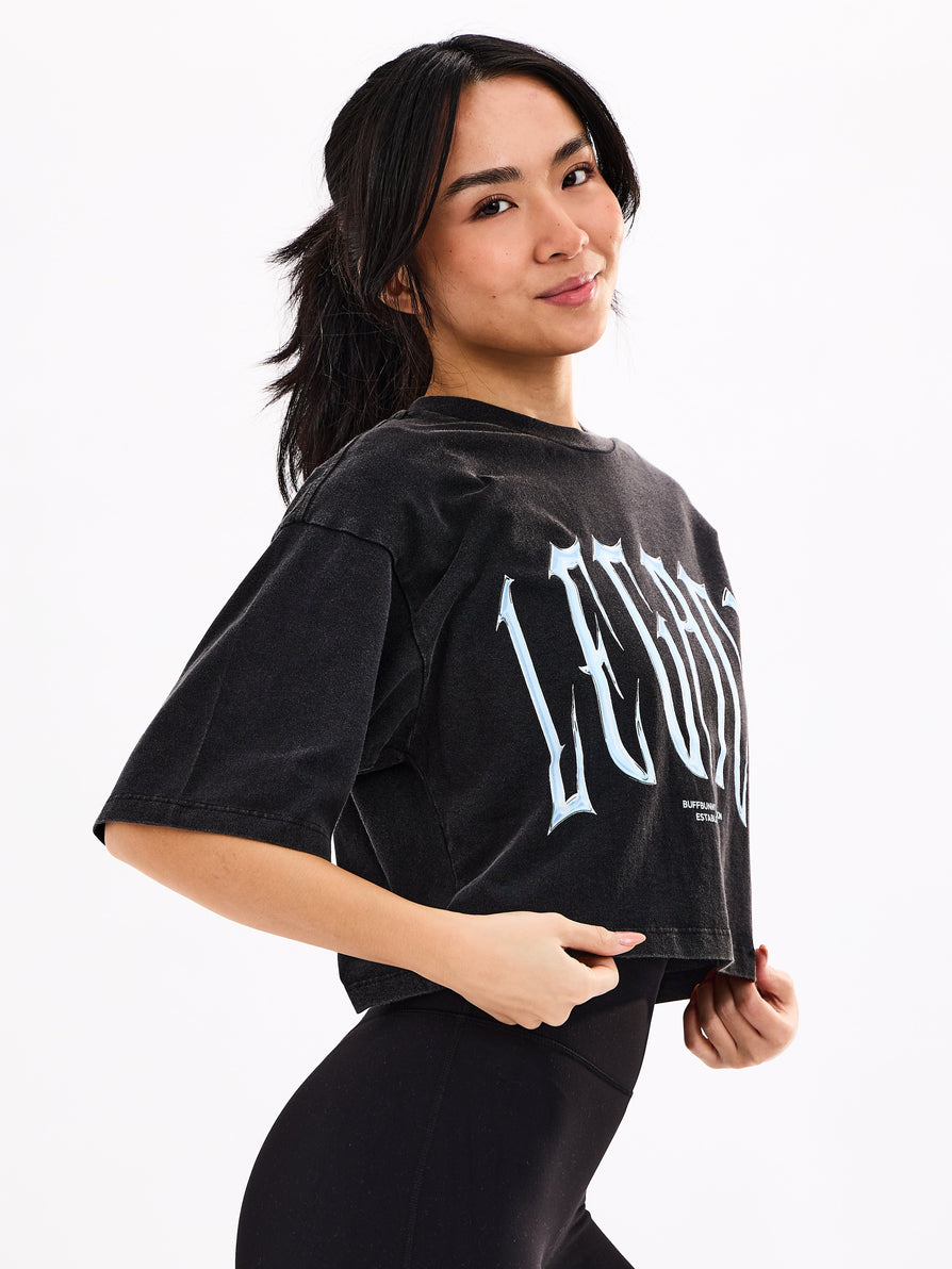 Throw Back Crop Tee - Vintage Black