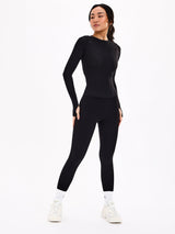 Thumbnail 2 of Halo Long Sleeve Hip Tee - Onyx Black, 2 of 7