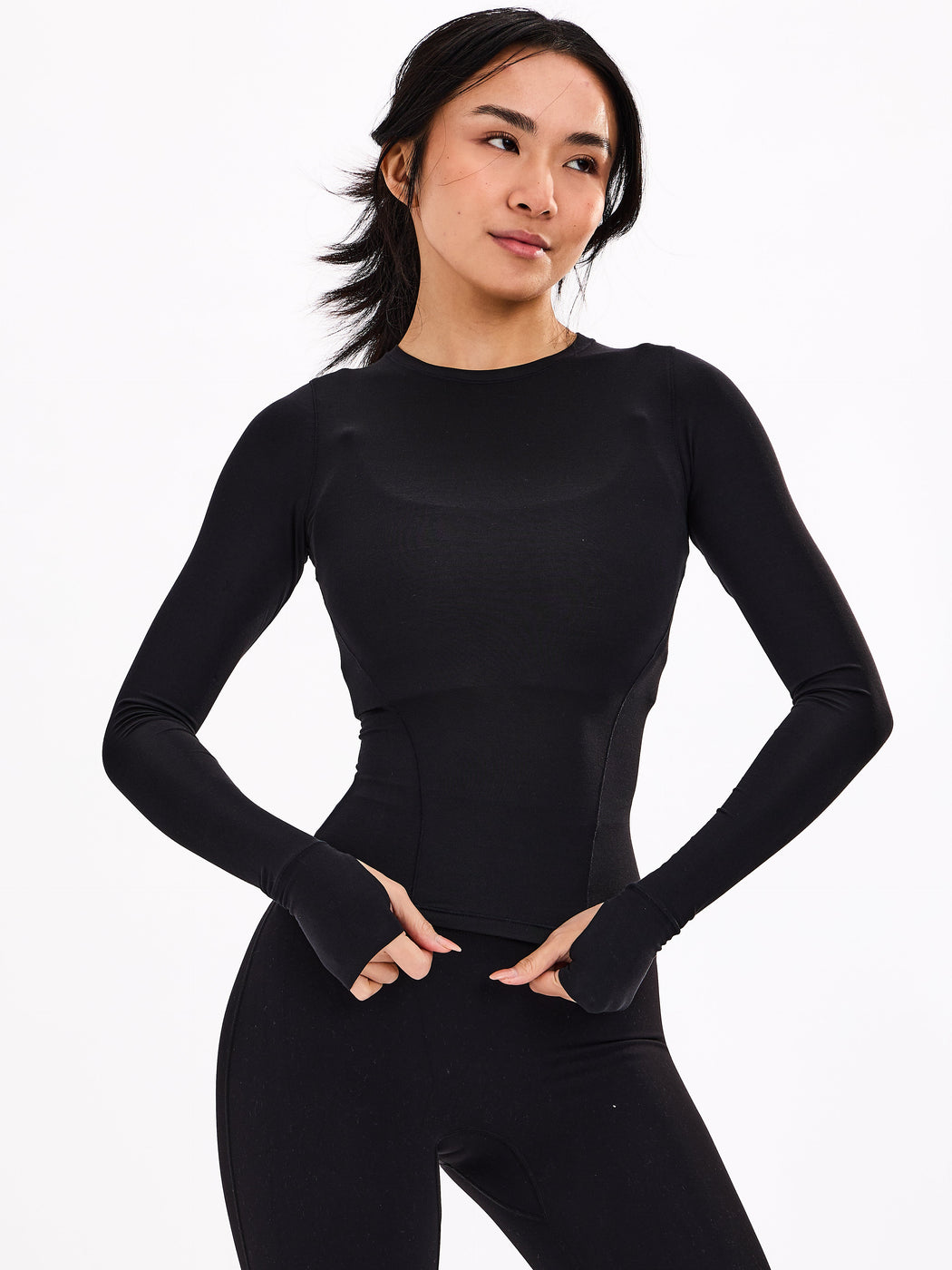 Halo Long Sleeve Hip Tee - Onyx Black