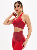 Thumbnail 3 of Halter Seamless Sports Bra - Red Ombre, 3 of 5