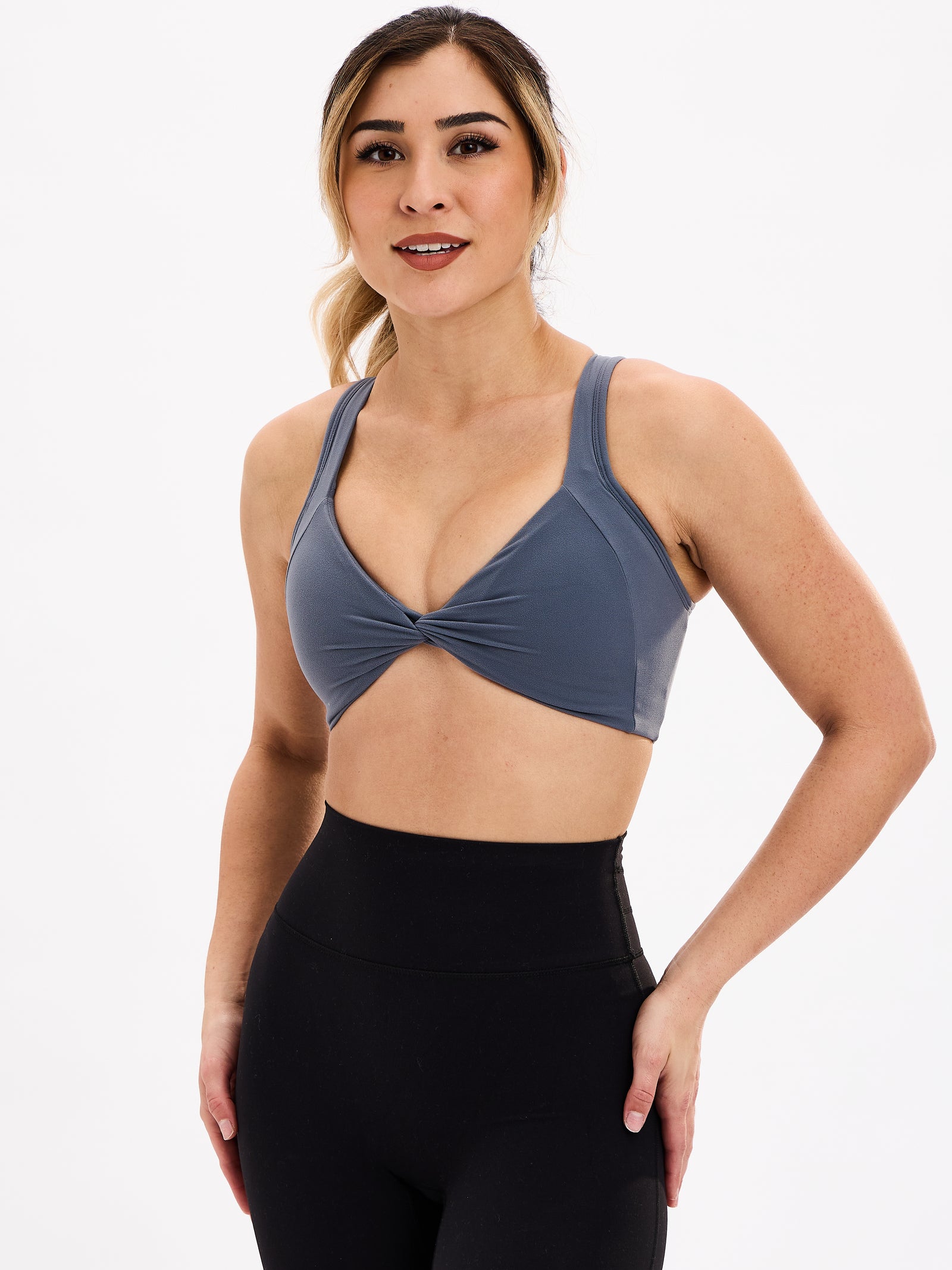 Twisted Curve Sports Bra - Barista Blue