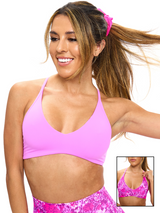 Thumbnail 1 of Girlfriend Reversible Sports Bra - Pop Rocks and Fashun Print, 1 of 8