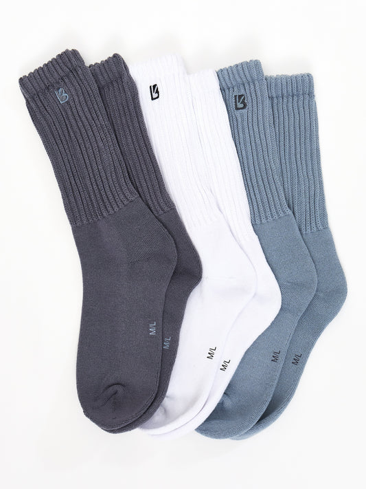 3 Pack Scrunch Socks - Multi Sterling