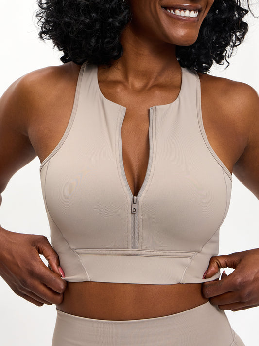 Colorado Zip Sports Bra - Neutral