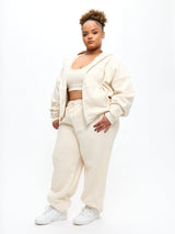 Thumbnail 4 of Plush Fleece Zip Hoodie - Oat Milk, 4 of 4