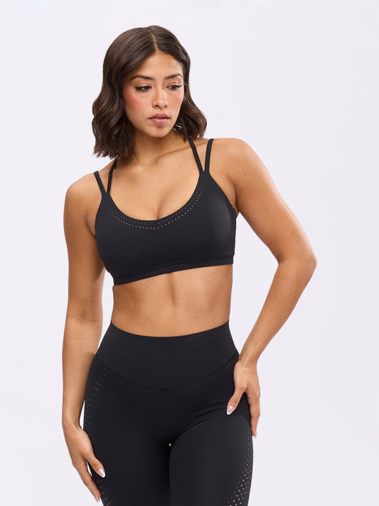 Airbrush Laser Sports Bra - Onyx Black