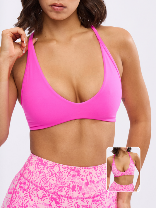 Girlfriend Reversible Sports Bra - Candy Crush / Pink Fashun Print