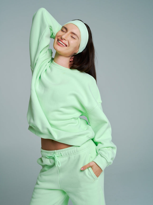 Plush Fleece Crew Pullover - Honeydew