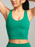 Dream Heather V Neck Tank - Heather Green