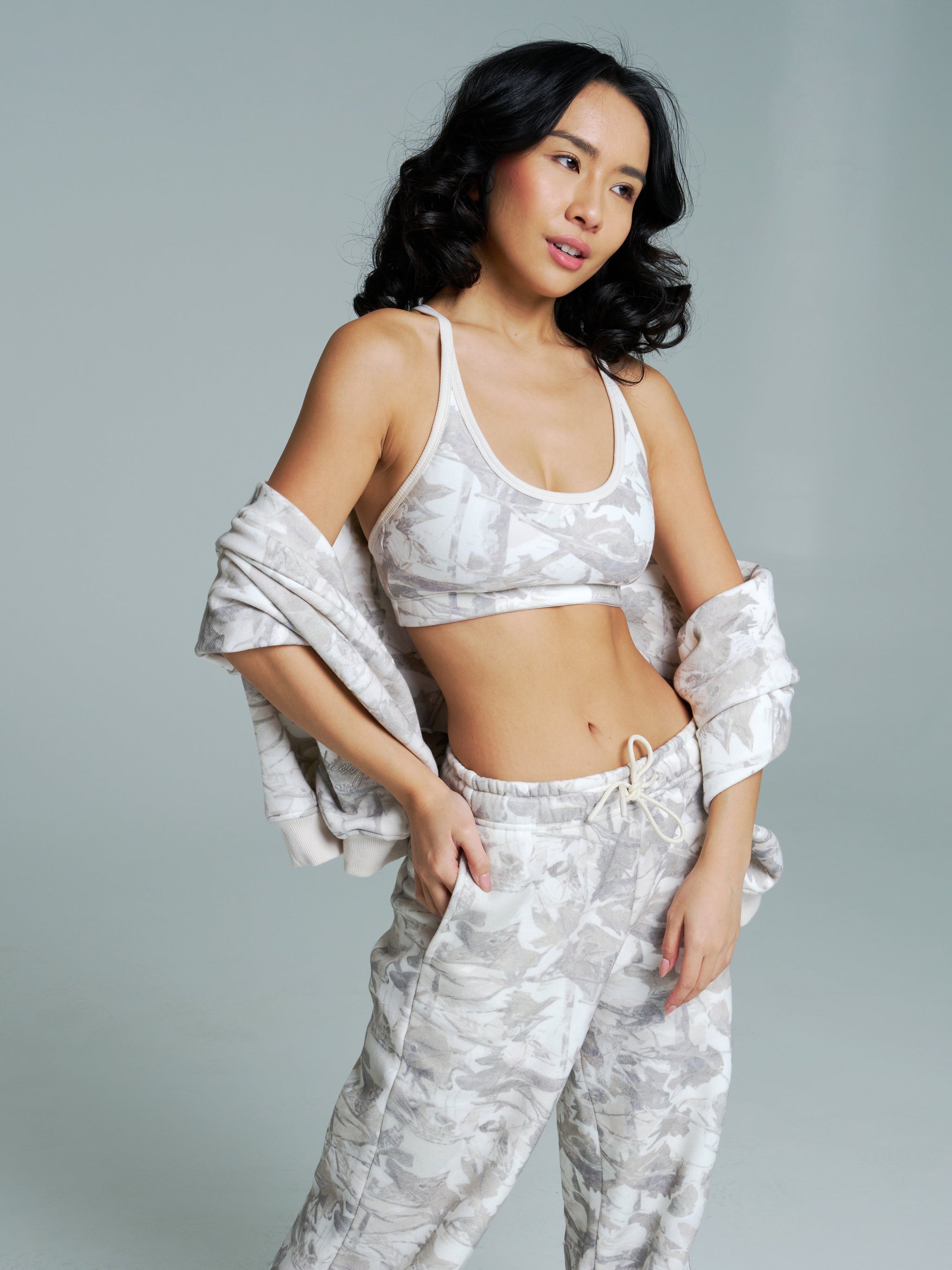 Plush Fleece Bralette - Snow Camo