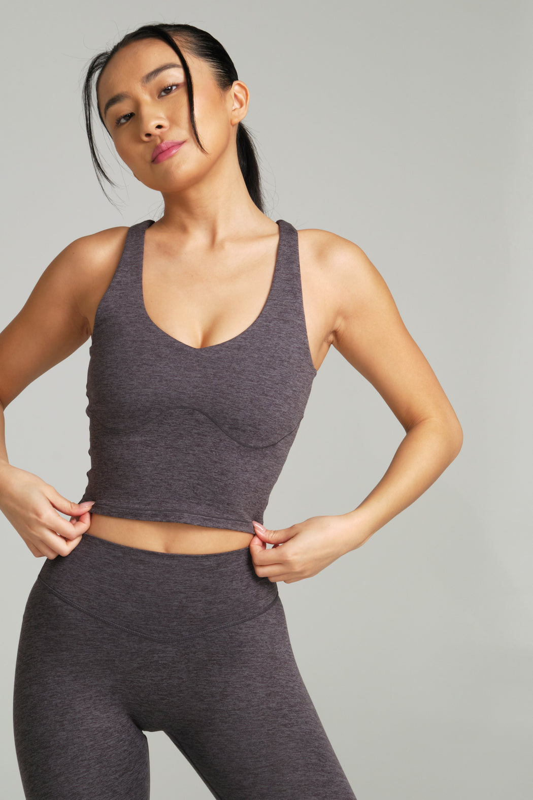 Dream Heather V Neck Tank - Heather Charcoal