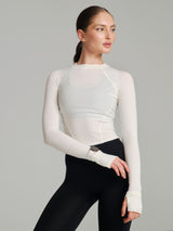 Thumbnail 1 of Base Layer Long Sleeve Waist Top - White, 1 of 4