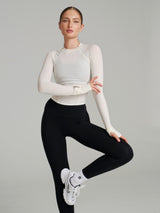 Thumbnail 3 of Base Layer Long Sleeve Waist Top - White, 3 of 4