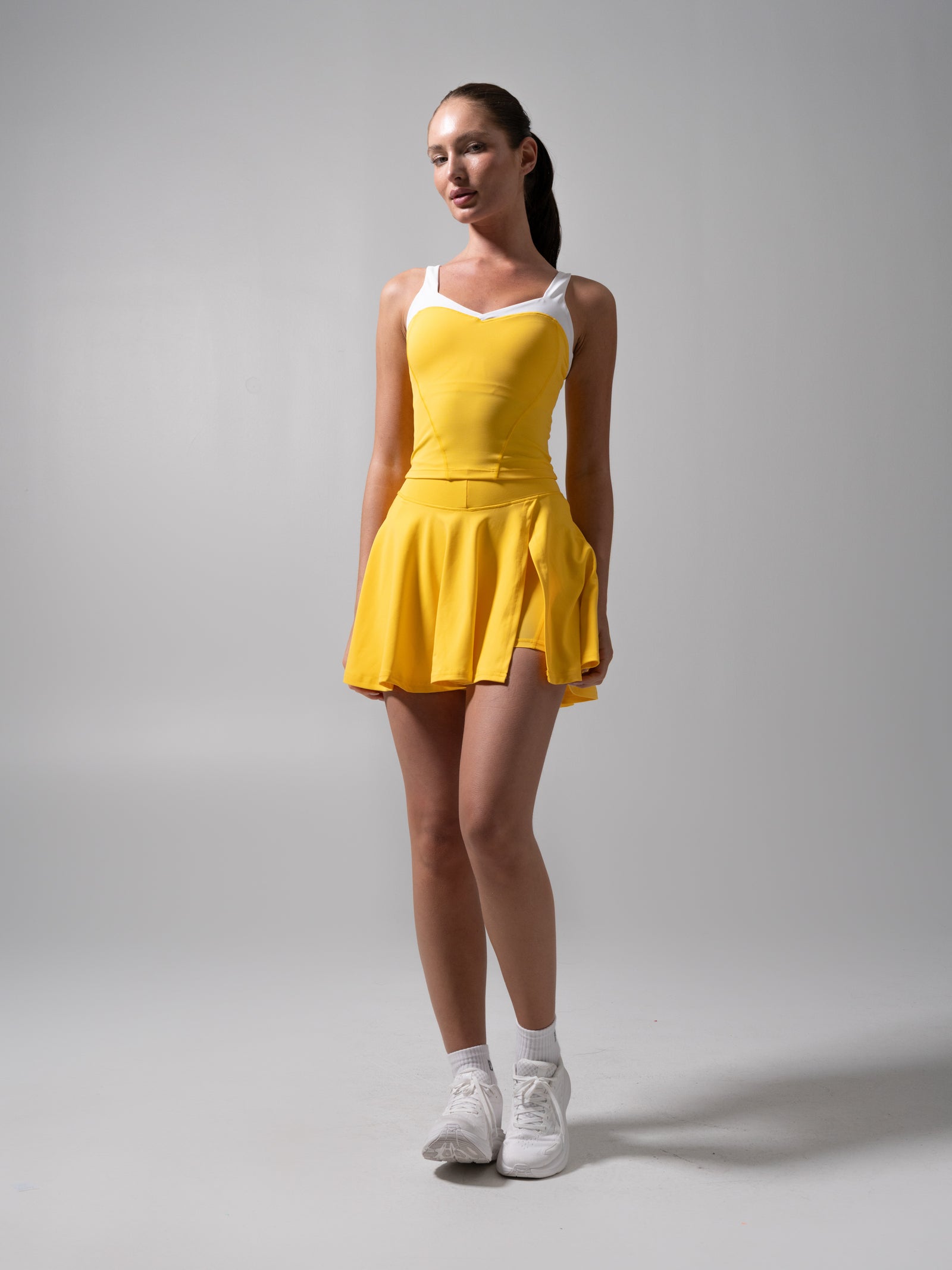 Served Waist Tank - Pineapple and White