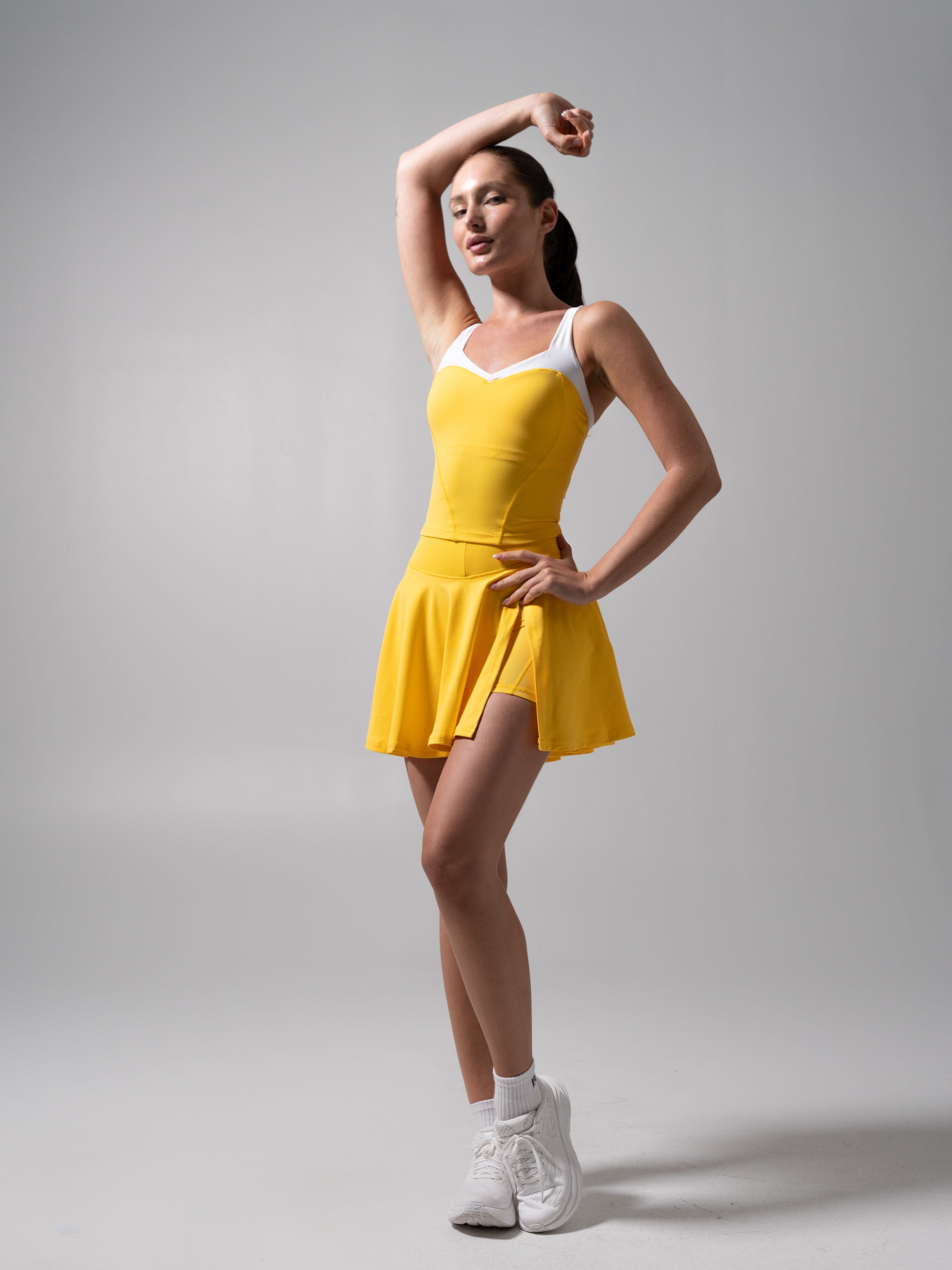 Served Waist Tank - Pineapple and White