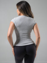 Thumbnail 2 of Brami Scoop Tee - Heather Grey, 2 of 4