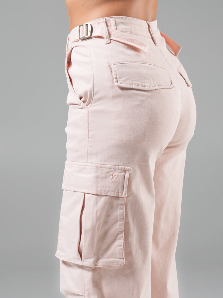 Wide Leg Cargo Pant - Strawberry Milk
