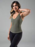 Brami V Neck Tank - Olive Juice