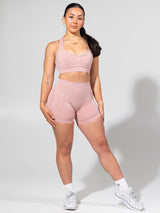 Thumbnail 2 of Miracle Seamless Mid Rise Short 4.5" - Heather Rose Water, 2 of 5