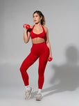 **PREORDER** Miracle Seamless Legging - Heather Lipstick Red