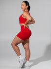 Miracle Seamless Mid Rise Short 4.5" - Heather Lipstick Red