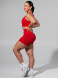Miracle Seamless Mid Rise Short 4.5" - Heather Lipstick Red