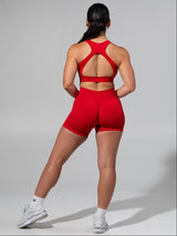 Thumbnail 2 of Miracle Seamless Mid Rise Short 4.5" - Heather Lipstick Red, 2 of 6