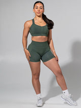 Thumbnail 2 of Miracle Seamless Mid Rise Short 4.5" - Heather Limon Pepino, 2 of 6