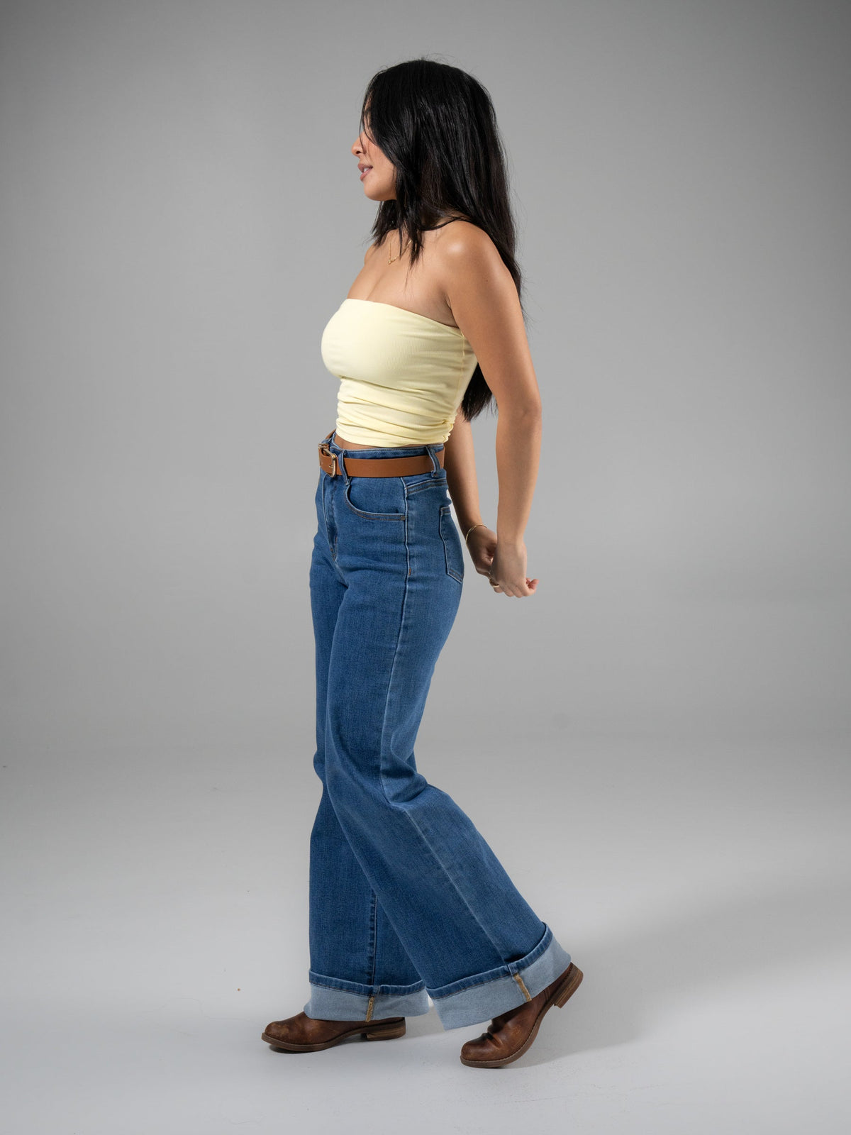 Cheeky Straight Leg High Rise Jeans - Medium Wash