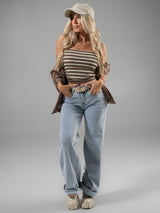 Thumbnail 3 of Cheeky Straight Leg Mid Rise Jeans - Light Wash, 3 of 6