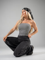 Thumbnail 2 of Cheeky Straight Leg Mid Rise Jeans - Washed Black, 2 of 5