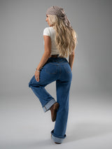 Thumbnail 2 of Cheeky Straight Leg High Rise Jeans - Medium Wash, 2 of 5