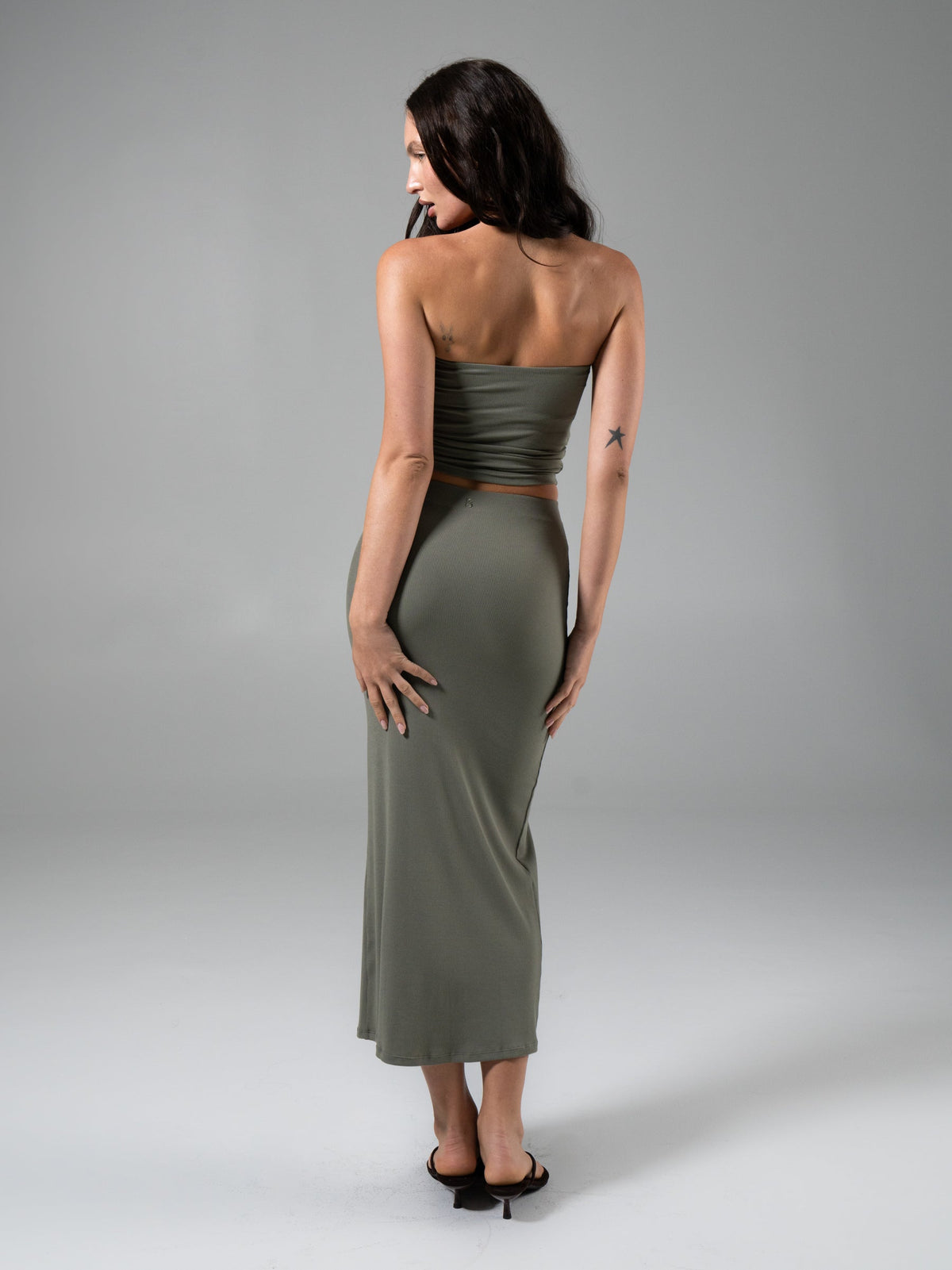 Nimbus Rib Midi Skirt - Olive Juice