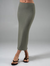 Thumbnail 2 of Nimbus Rib Midi Skirt - Olive Juice, 2 of 7