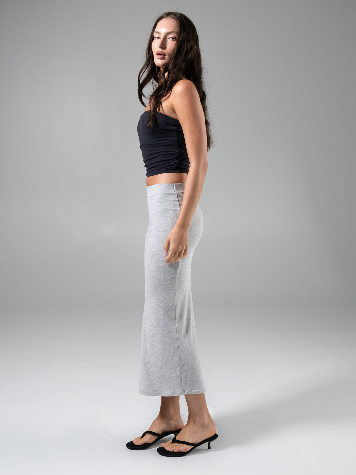 Nimbus Rib Midi Skirt - Heather Grey
