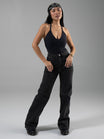 Cheeky Straight Leg High Rise Jeans - Washed Black