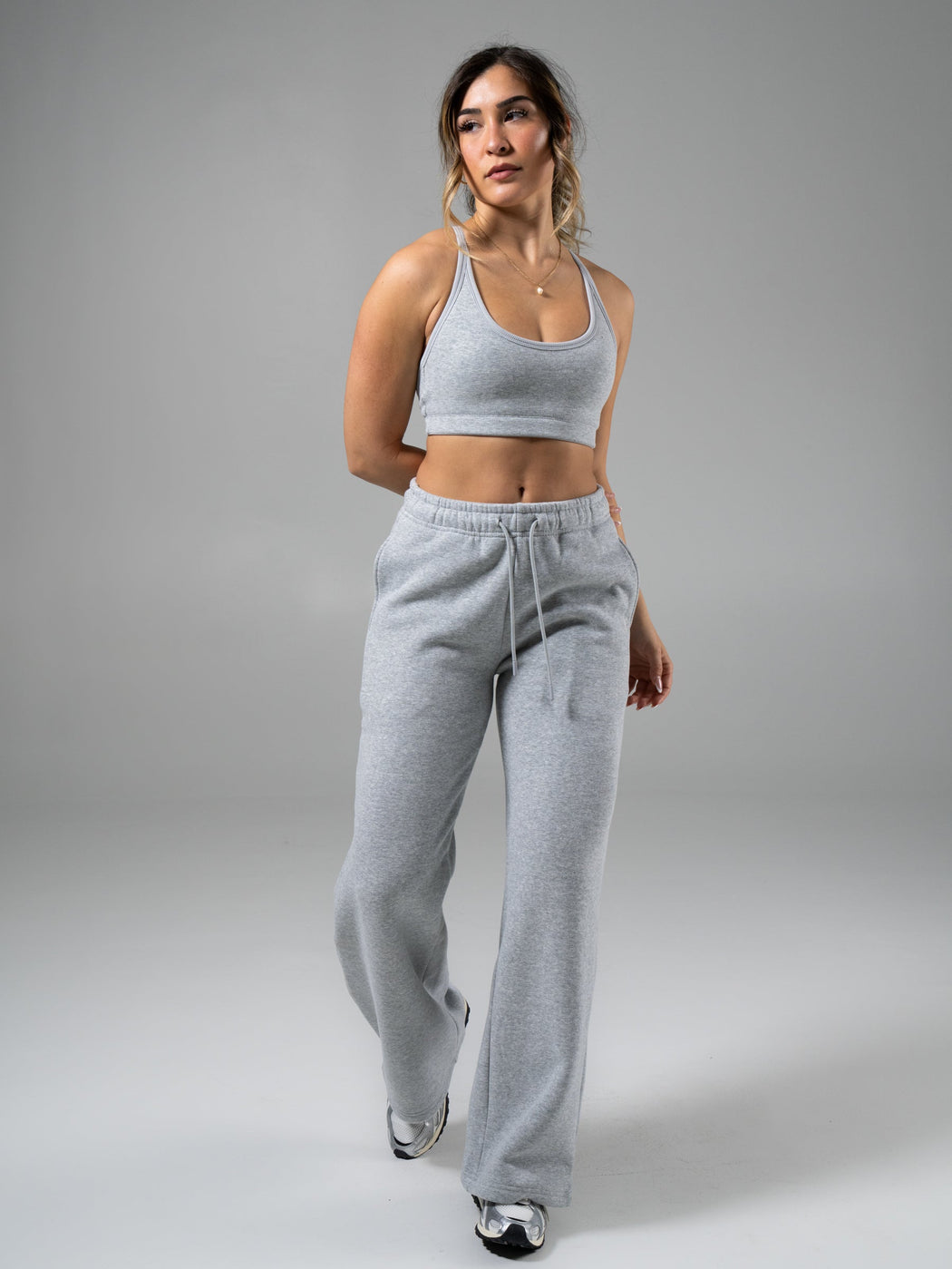 Plush Fleece Straight Leg Sweat Pant - Heather Grey