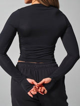 Thumbnail 4 of Halo Long Sleeve Baby Tee - Onyx Black, 4 of 7