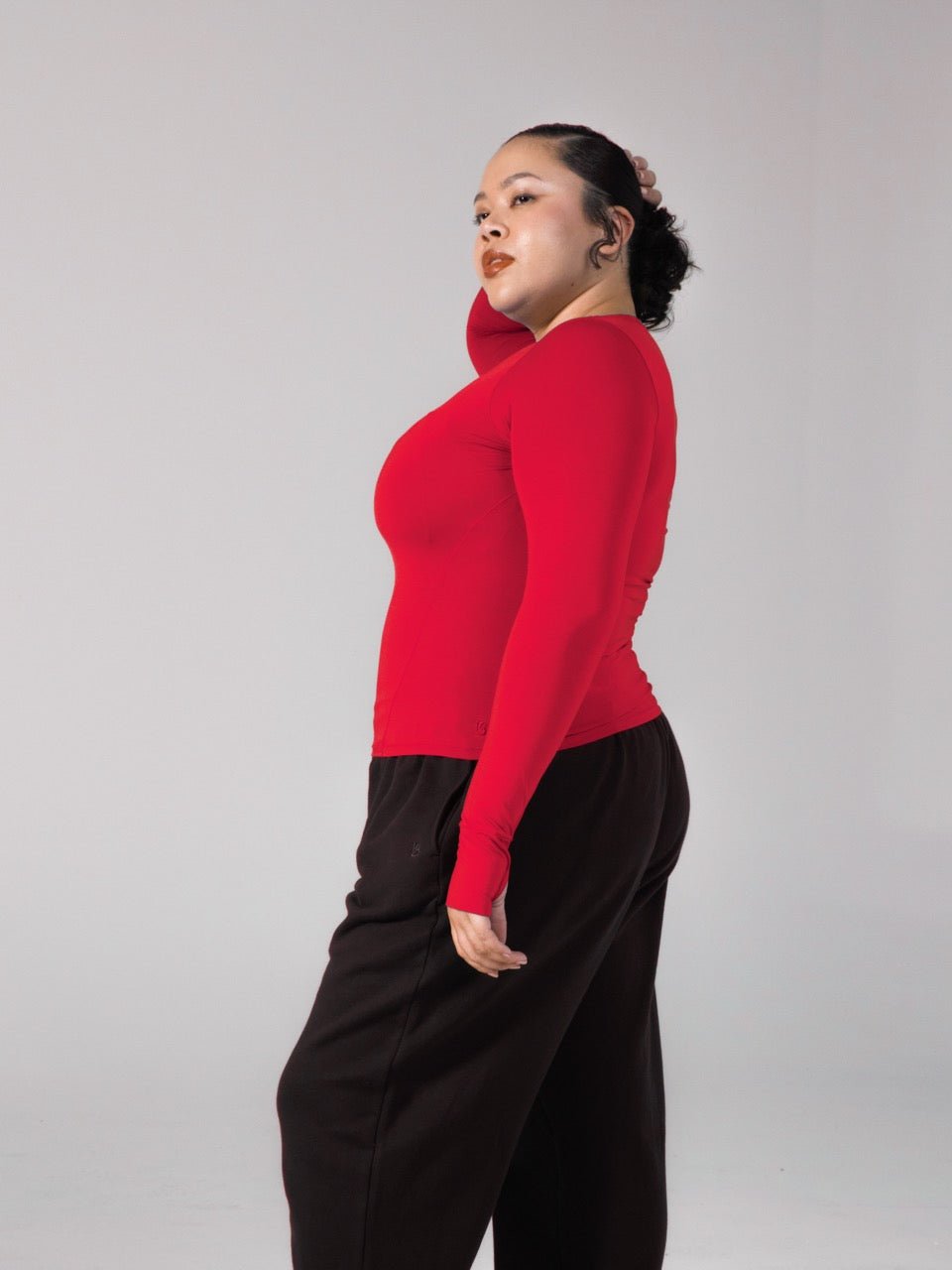 Halo Long Sleeve Hip Tee - Lipstick Red